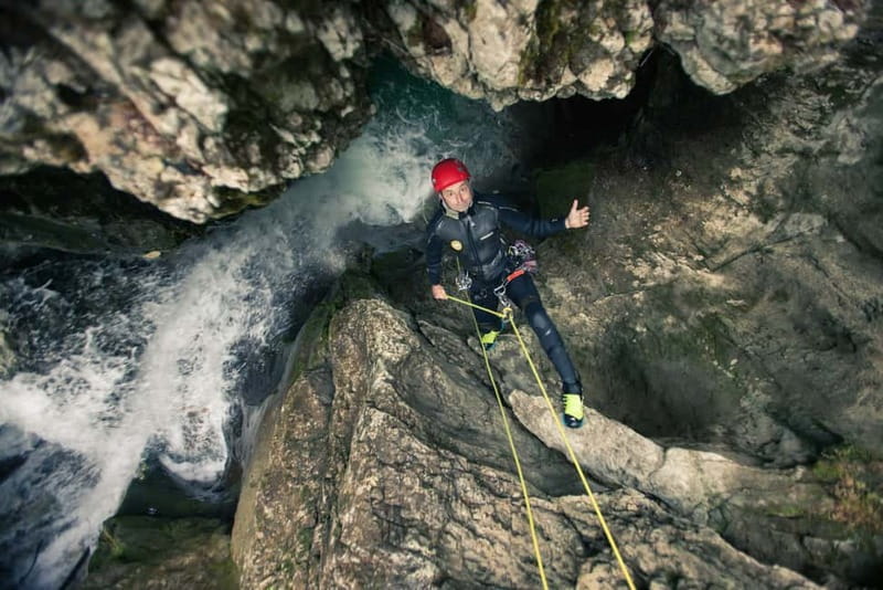 Bled: Triglav National Park Canyoning Adventure with Photos - Safety briefing before the first jump