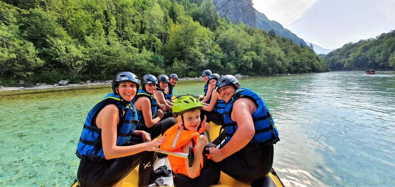 Bovec: Kinder Rafting on Soča River from 4years +FREE photos - A 10-minute ride to the river