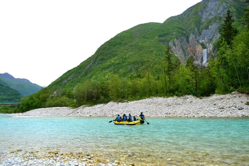 Bovec: Kinder Rafting on Soča River from 4years +FREE photos - Emerald pools and a homemade raft slide