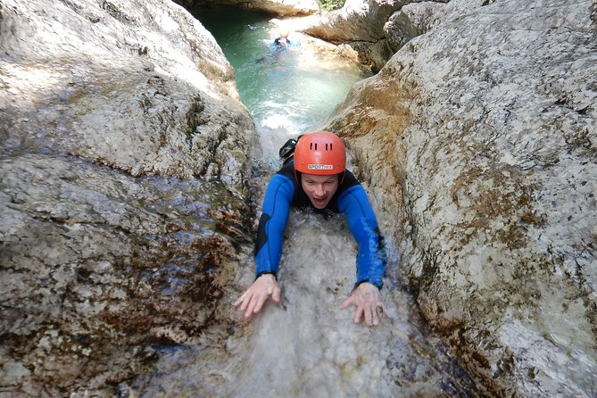 Canyoning in Susec Gorge from Bovec - World War I ruins along the route