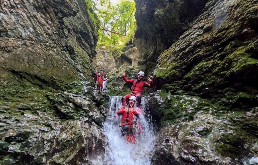 Lake Bled: Canyoning Adventure with Free Footage - Slap Grmečica, where water shapes the route