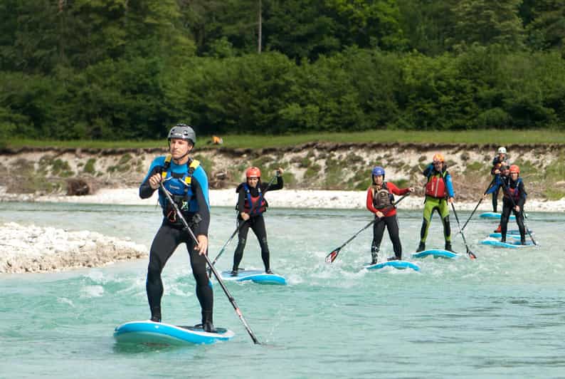 Soča Whitewater Stand-up Paddle Board: Small Group Adventure - Preparing for whitewater at the Soča
