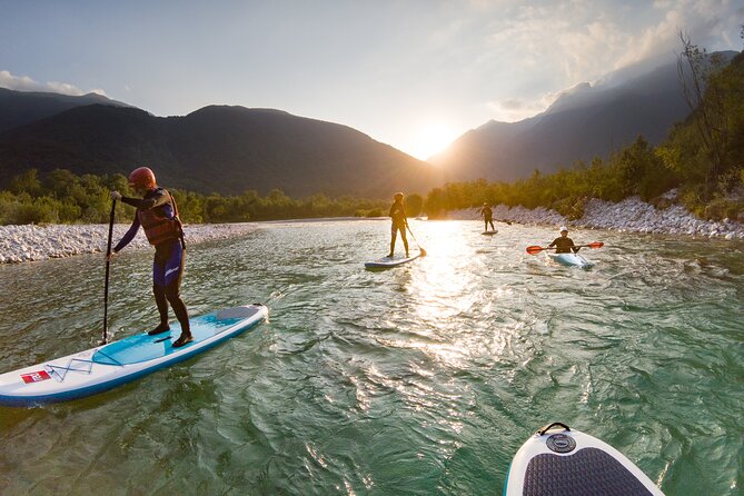 Soca Whitewater Stand-up Paddle Boarding Small Group Adventure - Taking a snack break on a river beach
